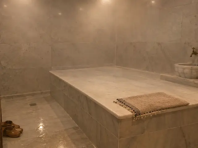 Hamamda mermer göbek taşı — Tophane, Masaj Salonun